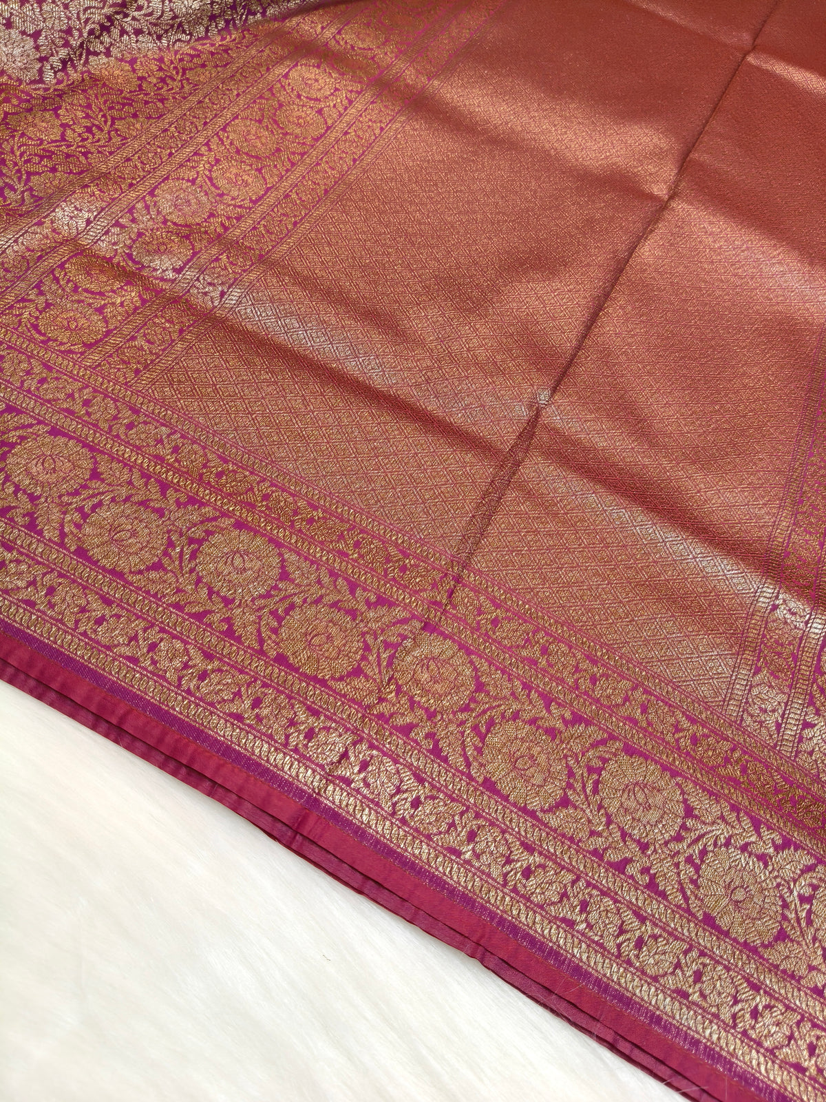 Banarasi Silk Brocade Antique Zari Saree purple Shade AZ012