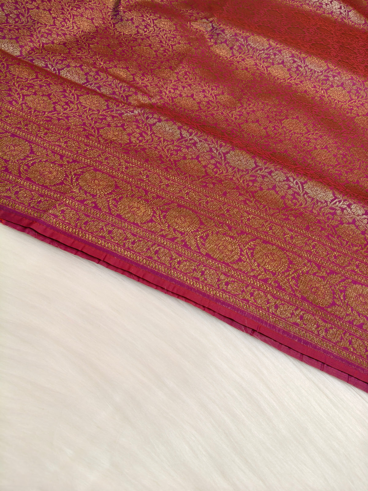 Banarasi Silk Brocade Antique Zari Saree purple Shade AZ012