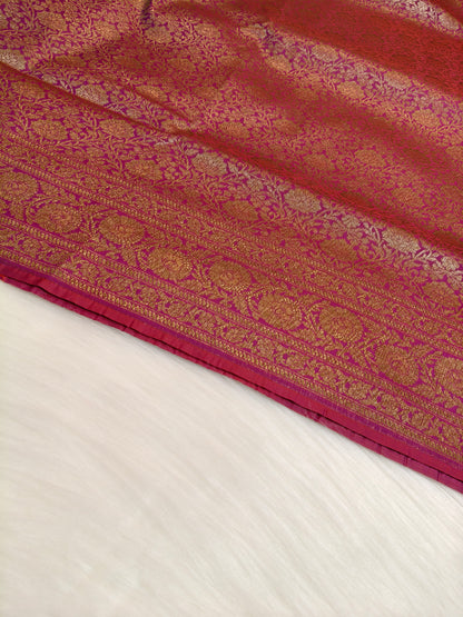 Banarasi Silk Brocade Antique Zari Saree purple Shade AZ012