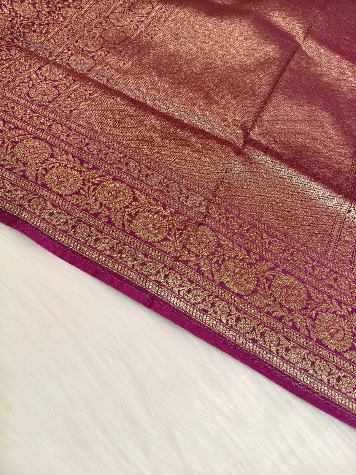 Banarasi Silk Brocade Antique Zari Saree Wine Shade AZ006