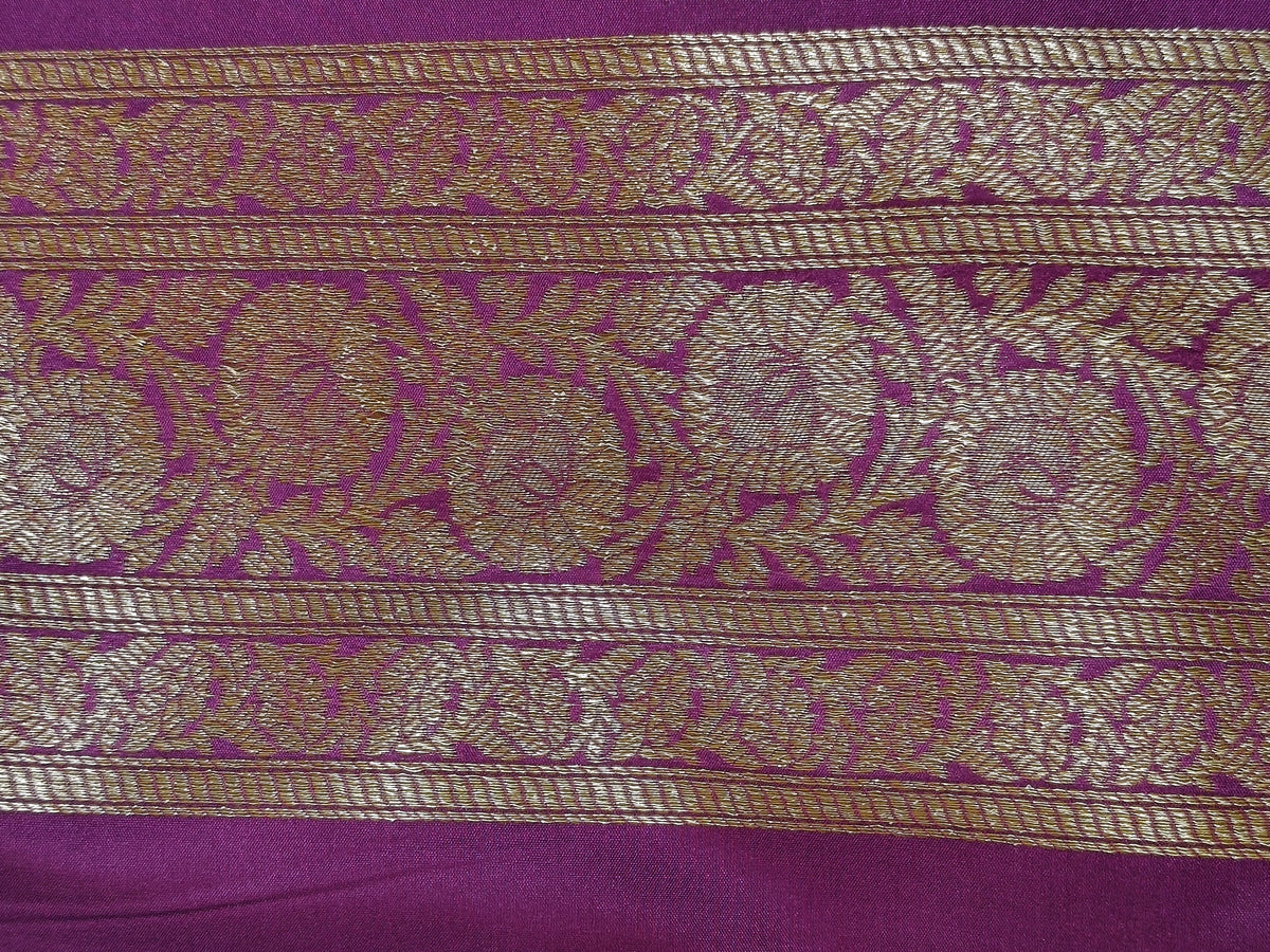Banarasi Silk Brocade Antique Zari Saree Wine Shade AZ006