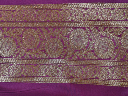Banarasi Silk Brocade Antique Zari Saree Wine Shade AZ006