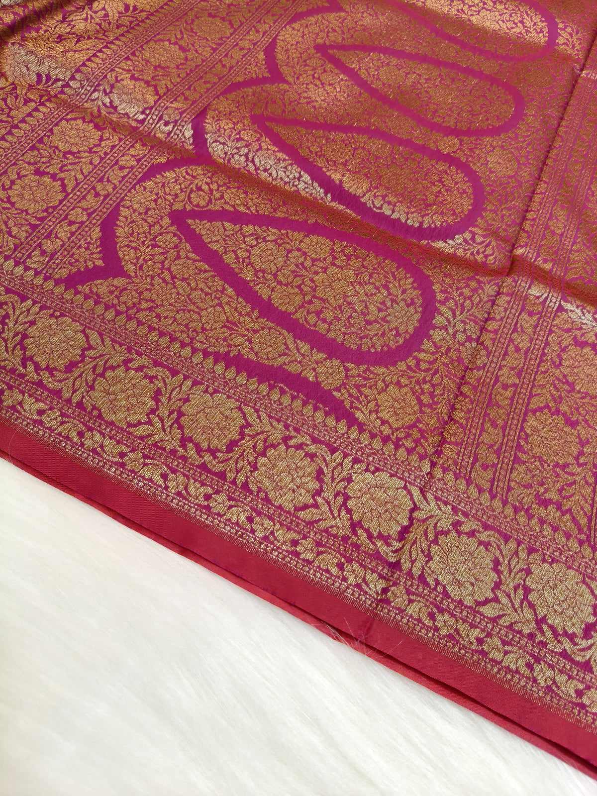 Banarasi Silk Brocade Antique Zari Saree Wine Shade AZ003