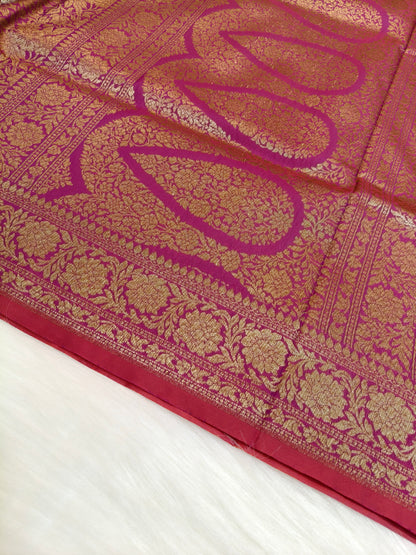 Banarasi Silk Brocade Antique Zari Saree Wine Shade AZ003