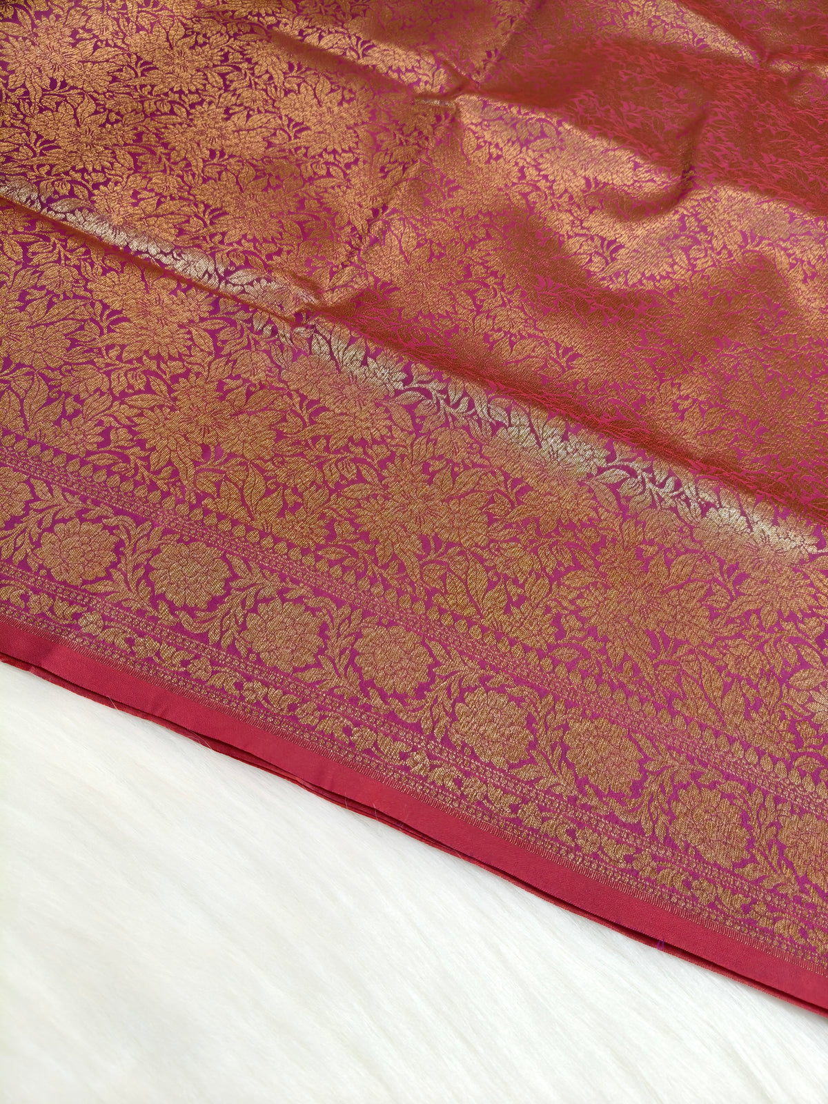 Banarasi Silk Brocade Antique Zari Saree Wine Shade AZ003