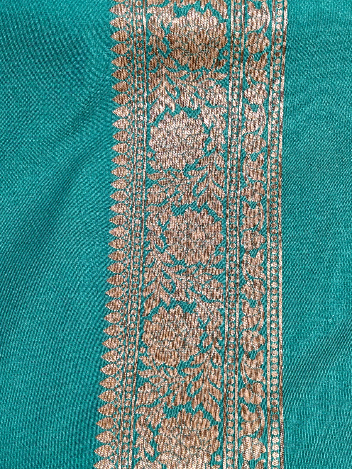 Banarasi Silk Brocade Antique Zari Saree Rama Color AZ001