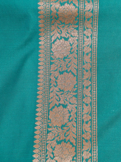 Banarasi Silk Brocade Antique Zari Saree Rama Color AZ001