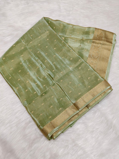 Pure Viscose Soft Tishu Silk Saree Pista Shade VTS001