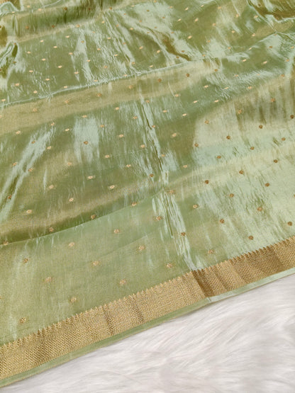Pure Viscose Soft Tishu Silk Saree Pista Shade VTS001