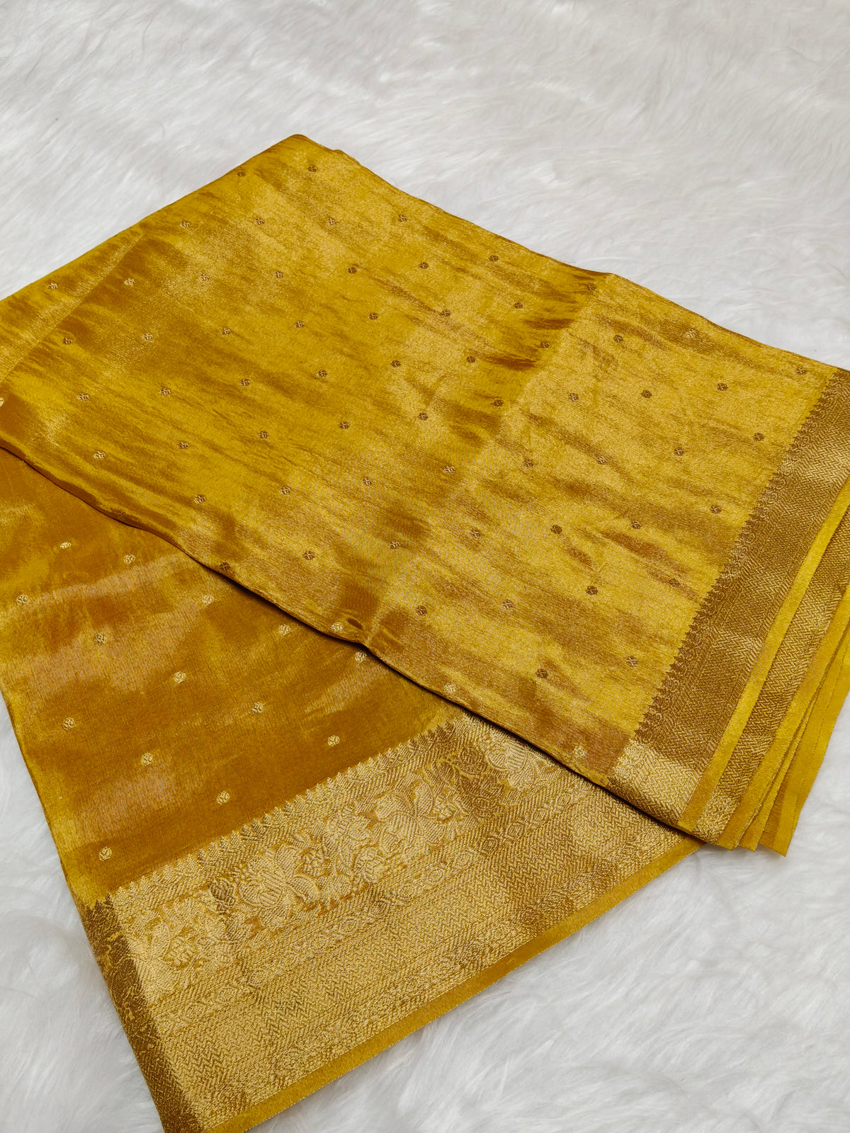 Pure Viscose Soft Tishu Silk Saree Mustard Shade VTS002