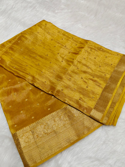 Pure Viscose Soft Tishu Silk Saree Mustard Shade VTS002