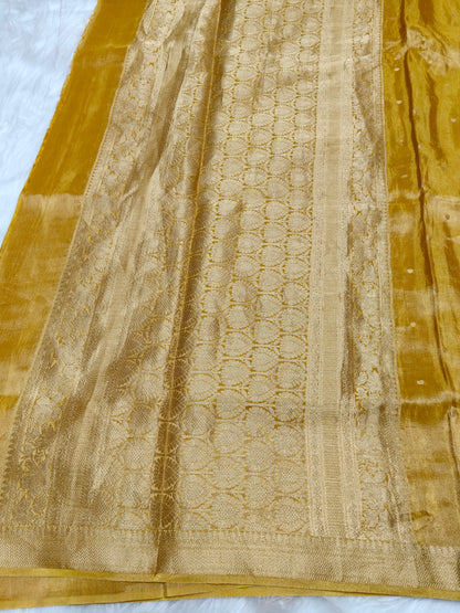 Pure Viscose Soft Tishu Silk Saree Mustard Shade VTS002