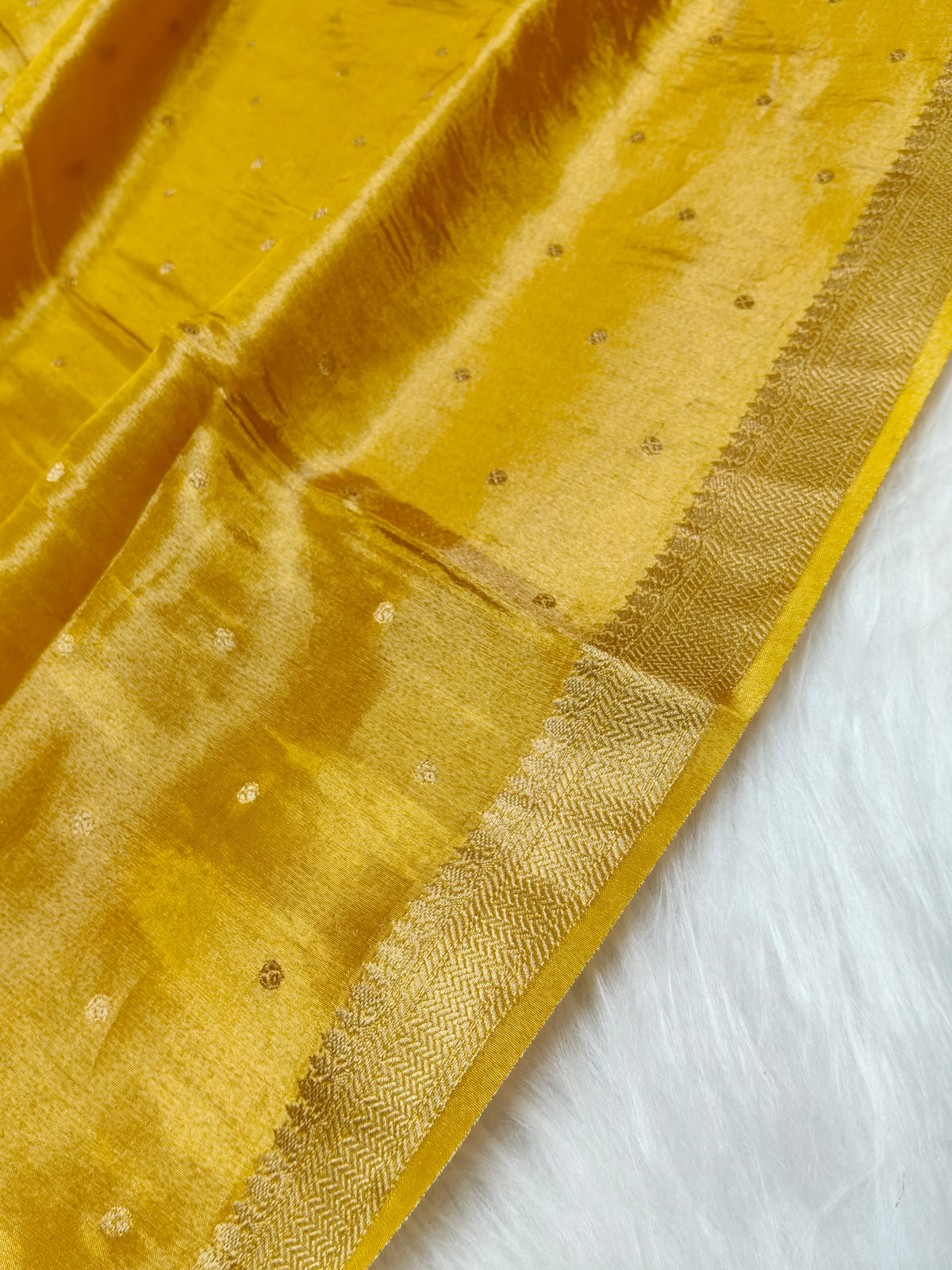 Pure Viscose Soft Tishu Silk Saree Mustard Shade VTS002