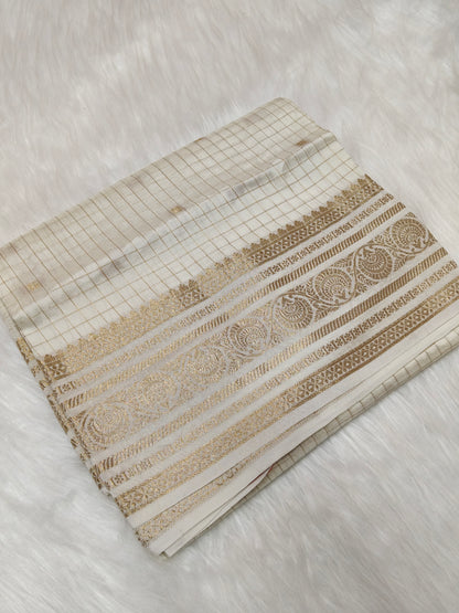 Pure Viscose Soft Silk Saree Off White Shade VSS002
