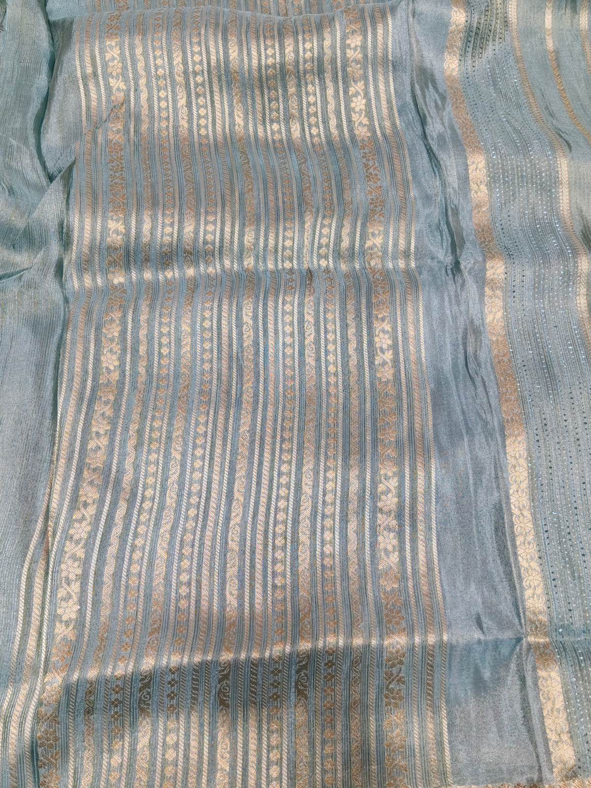 Pure Viscose Soft Tishu Silk Saree Bluish Grey Shade VTS003