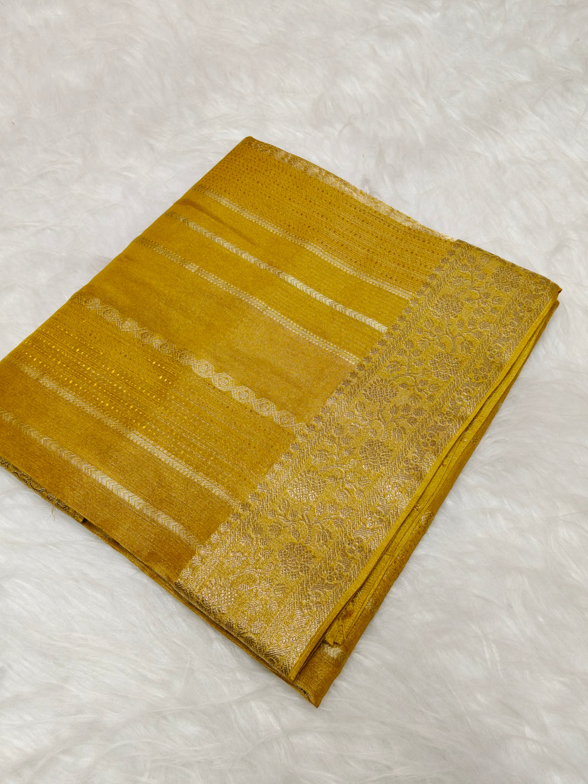 Pure viscose Soft Tishu Silk Saree Mustard Shade VTS004