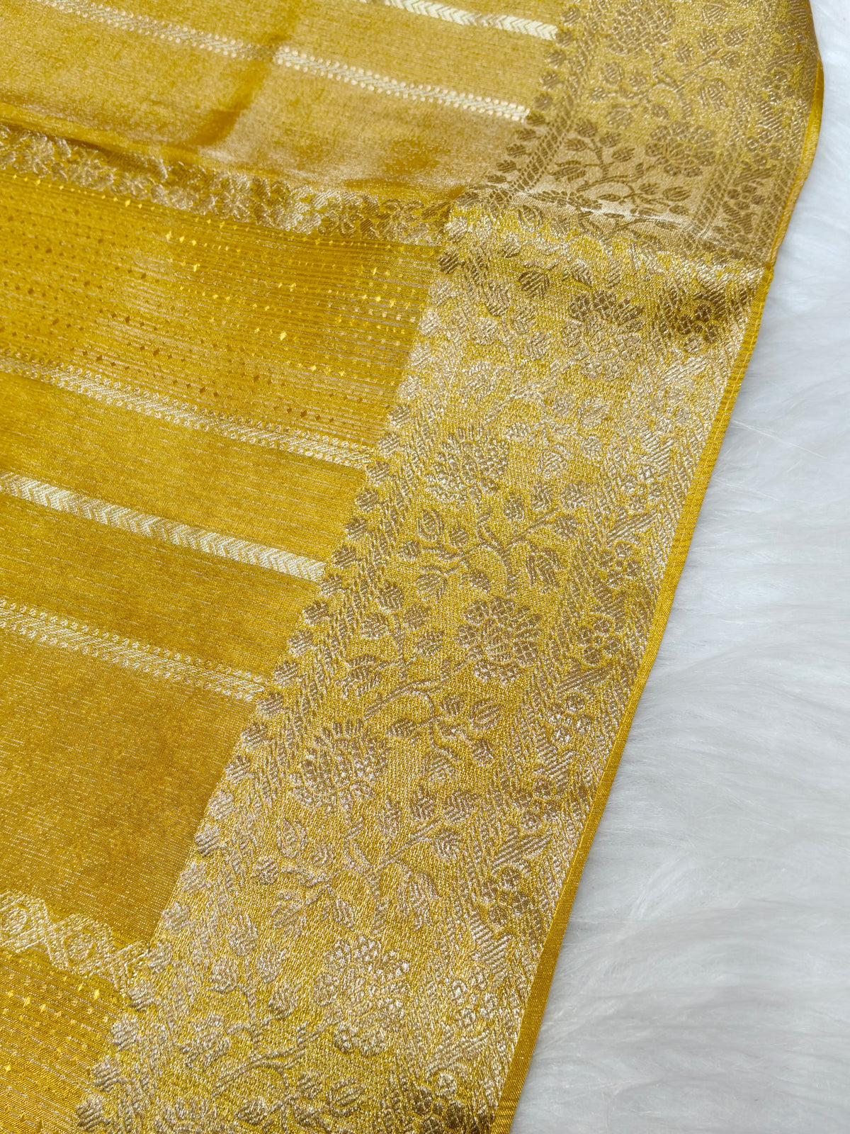 Pure viscose Soft Tishu Silk Saree Mustard Shade VTS004