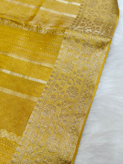 Pure viscose Soft Tishu Silk Saree Mustard Shade VTS004