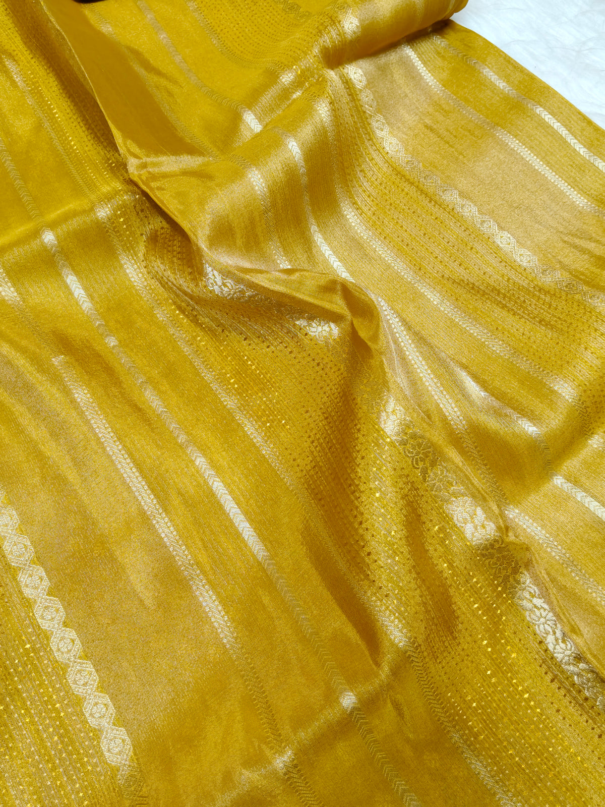 Pure viscose Soft Tishu Silk Saree Mustard Shade VTS004