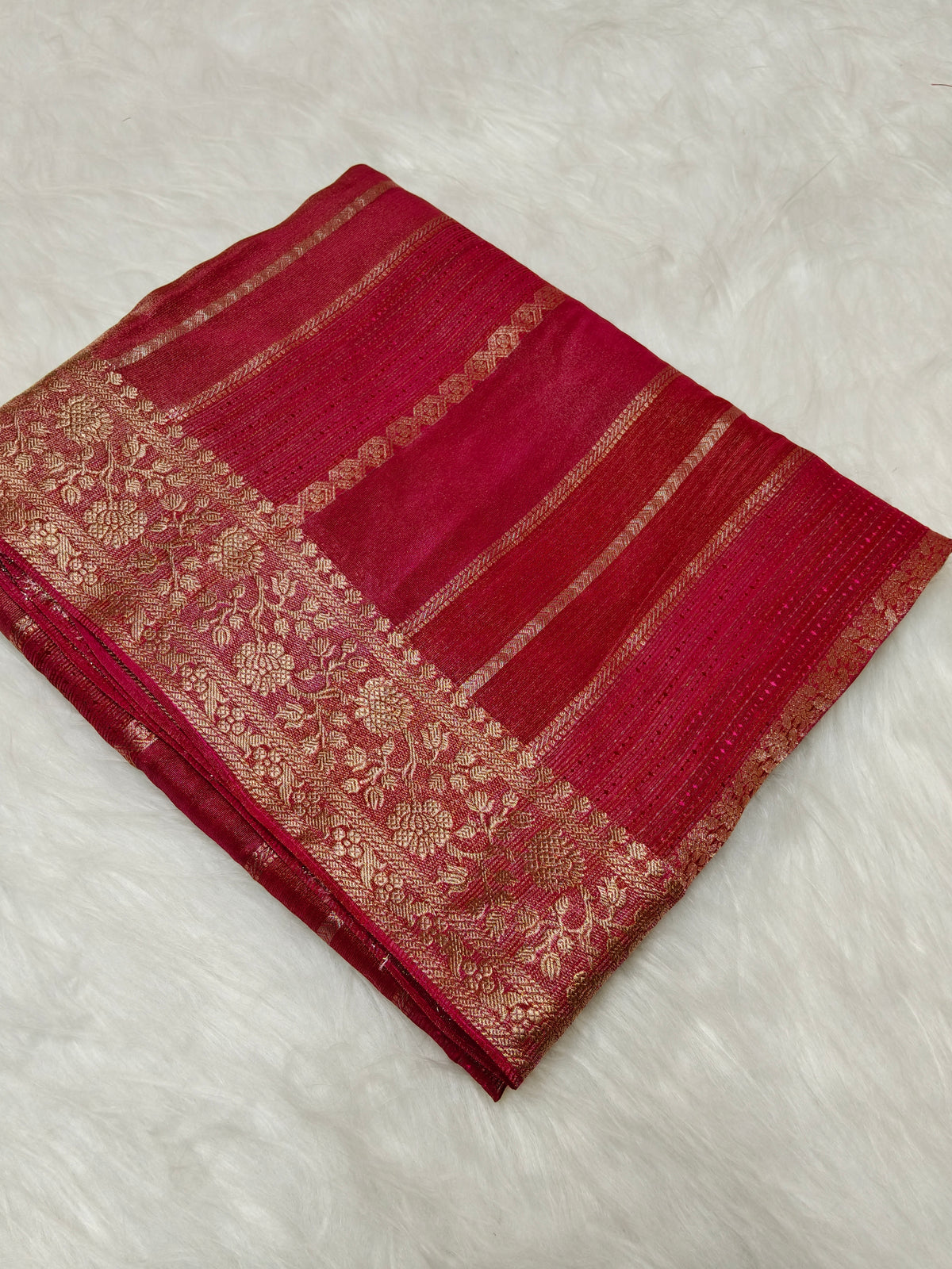 Pure Viscose Soft Tishu Silk Saree Rani Red Color VTS005