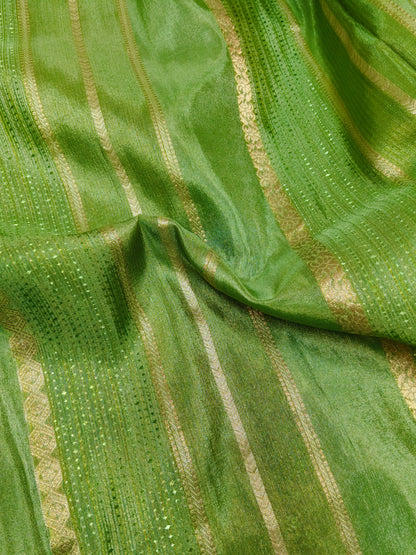 Pure Viscose Soft tishu Silk Saree Pista Green Shade VTS006