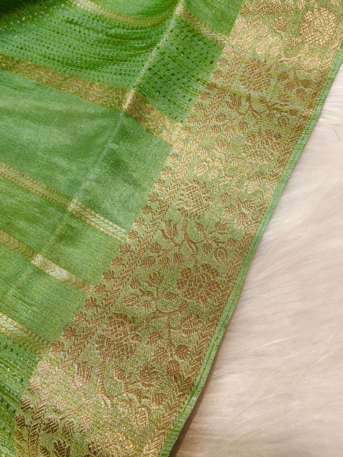 Pure Viscose Soft tishu Silk Saree Pista Green Shade VTS006
