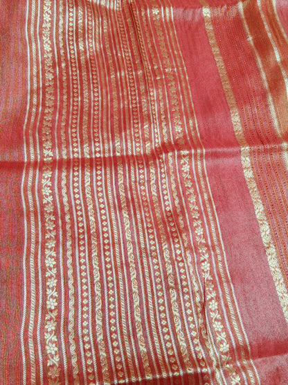 Pure Viscose Soft Tishu Silk Saree Red Color VTS007