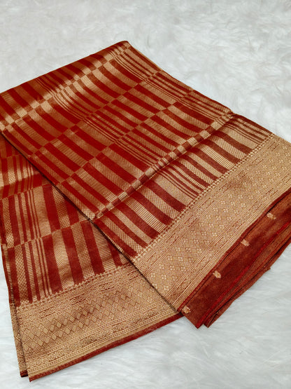 Pure viscose Soft Tishu Silk Saree Red Color VTS008