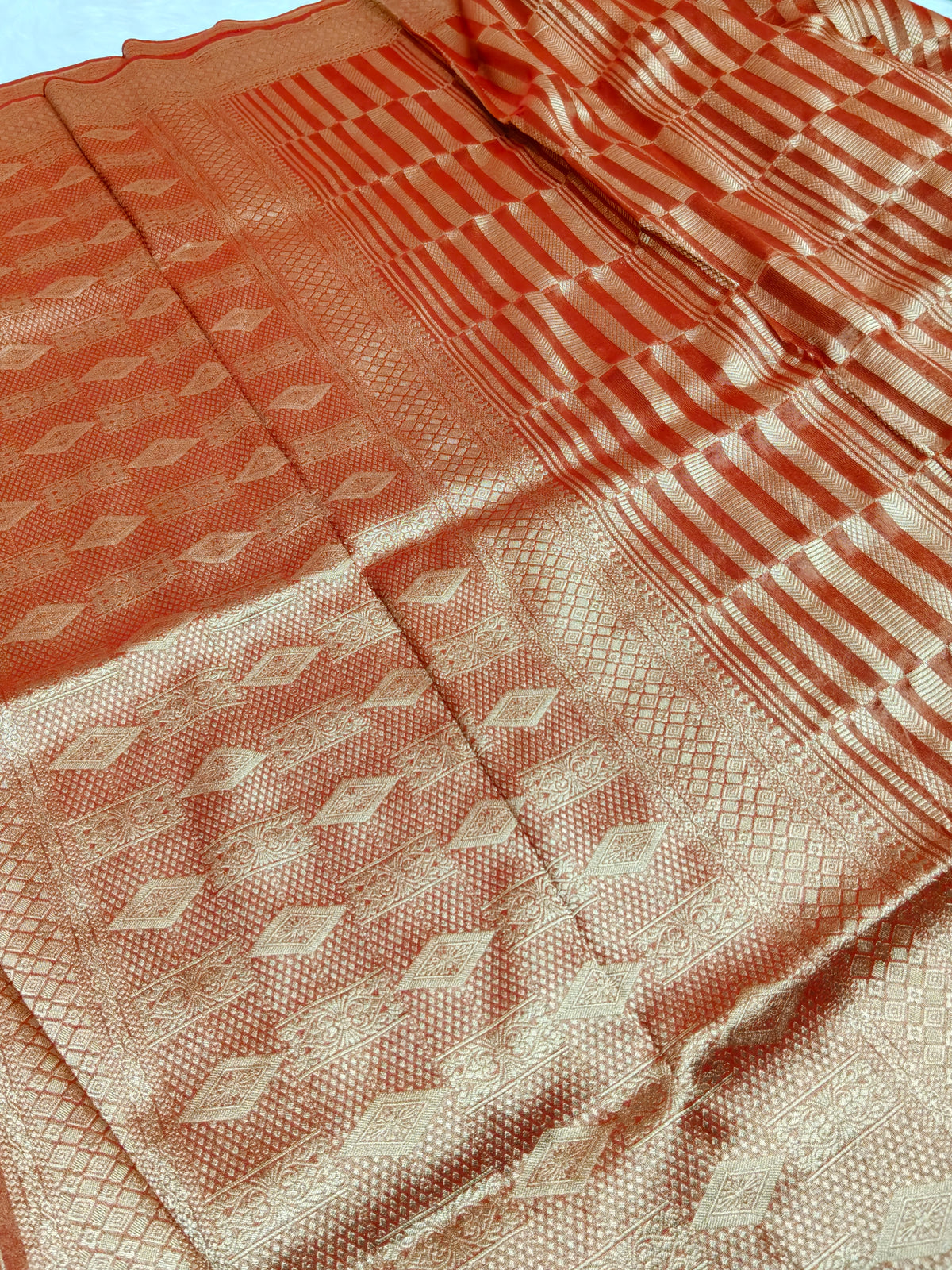 Pure viscose Soft Tishu Silk Saree Red Color VTS008