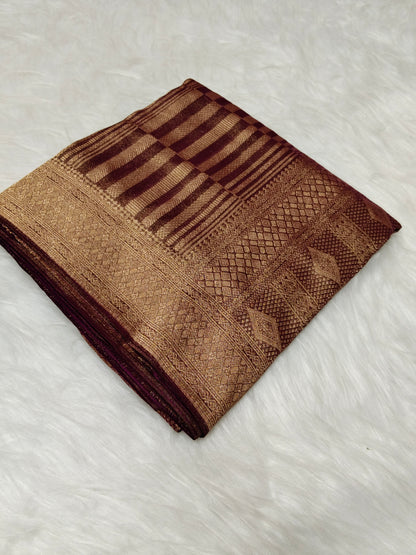 Pure Viscose Soft Tishu Silk Saree Wine Shade VTS009