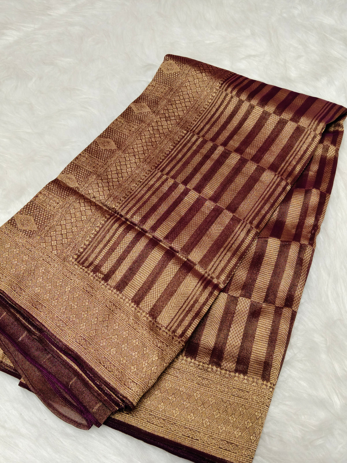 Pure Viscose Soft Tishu Silk Saree Wine Shade VTS009