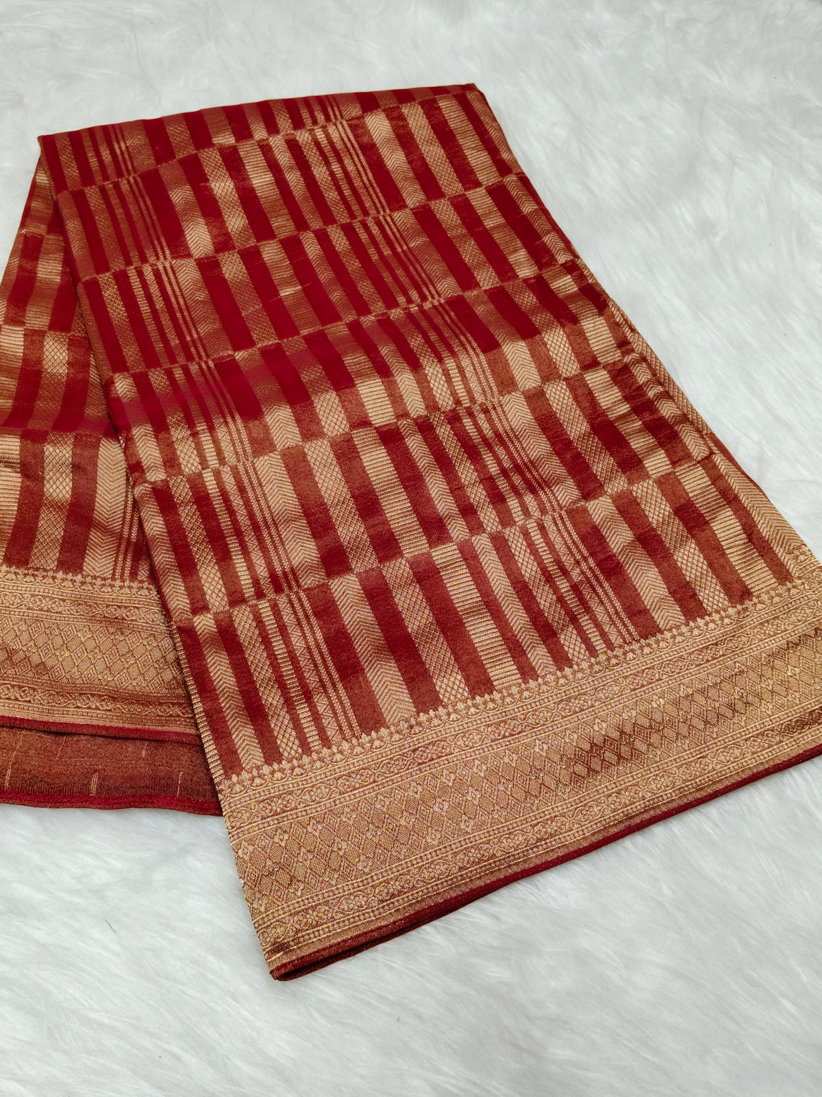 Pure Viscose Soft Tishu Silk Saree Deep Red Shade VTS012