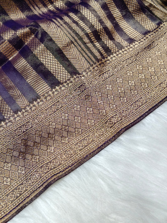 Pure Viscose Soft Tishu Silk Saree Dark Majenta Shade VTS011