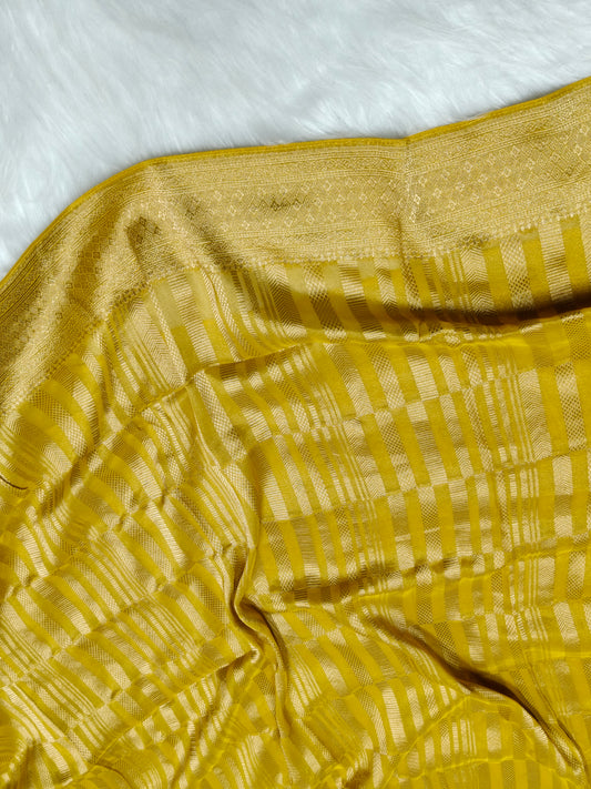 Pure Viscose Soft Tishu Silk Saree Mustard Yellow Shade VTS010