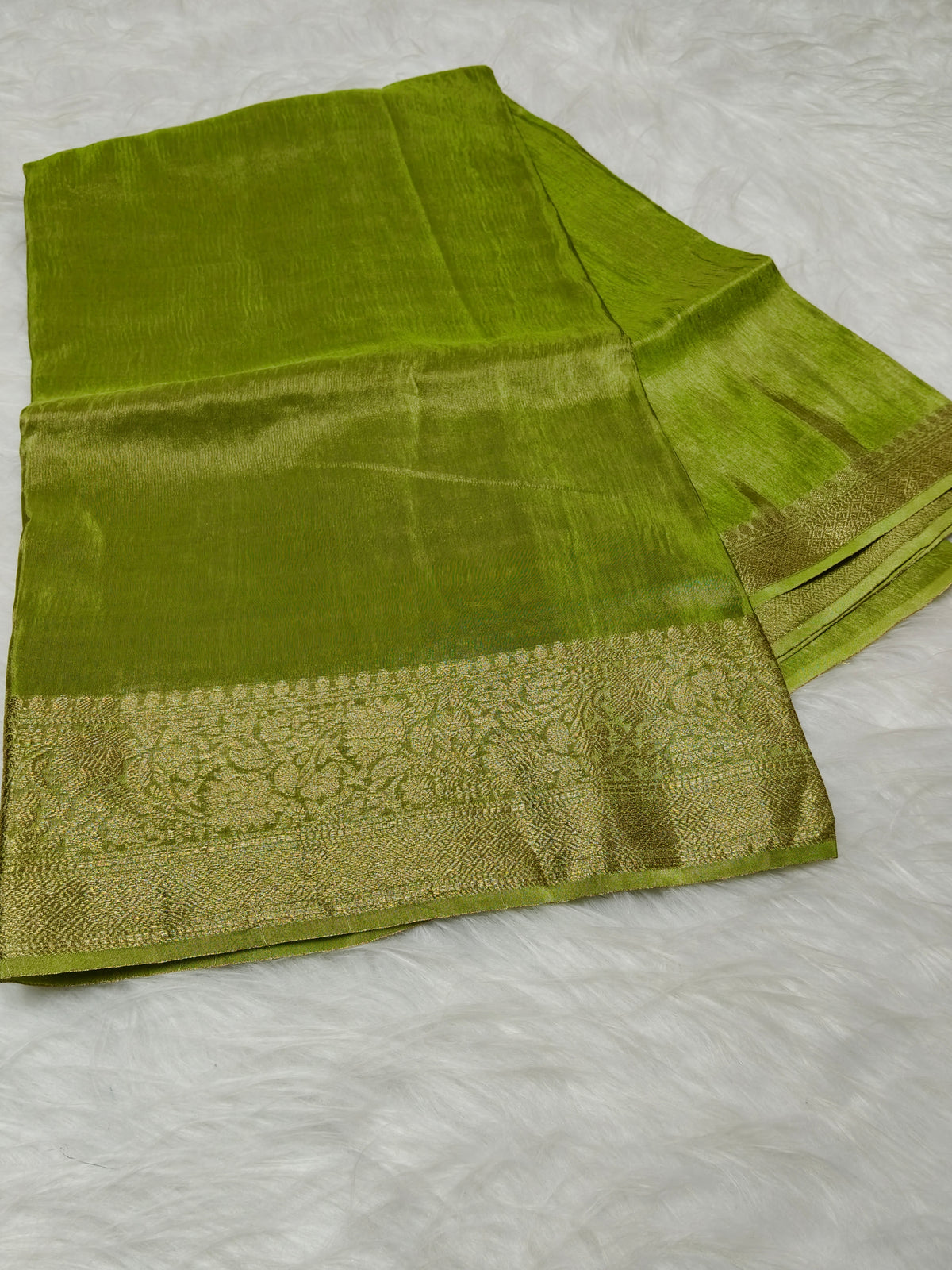 Pure Viscose Soft Tishu Silk Saree Pista Color VTS014