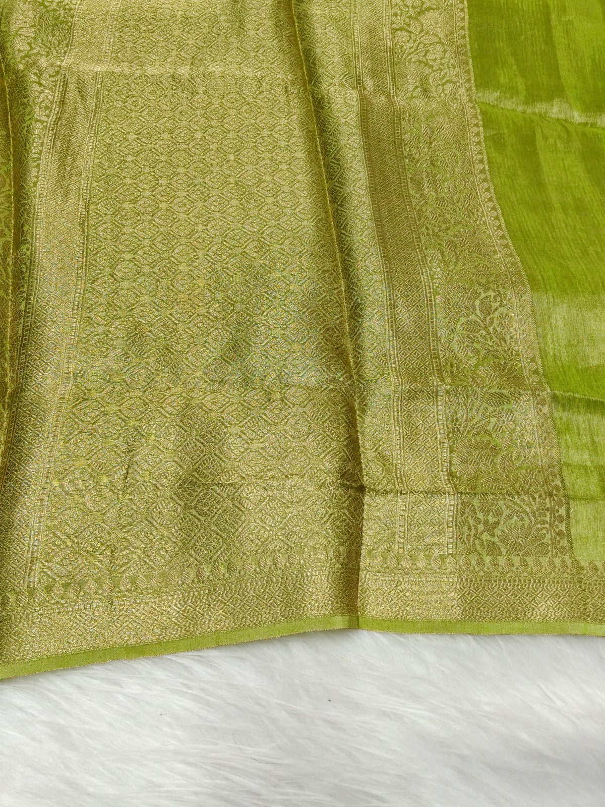 Pure Viscose Soft Tishu Silk Saree Pista Color VTS014