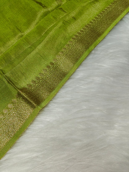 Pure Viscose Soft Tishu Silk Saree Pista Color VTS014