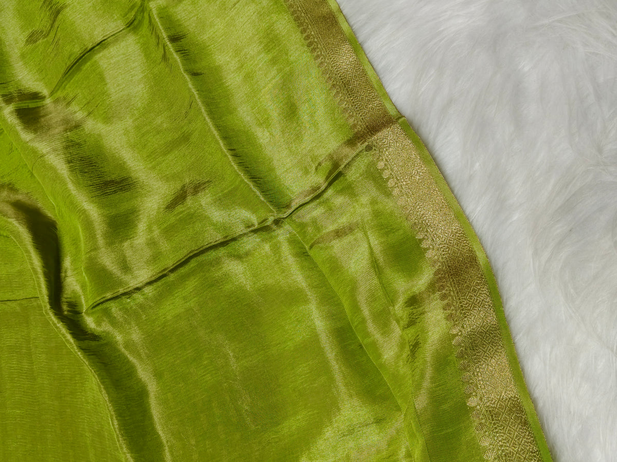 Pure Viscose Soft Tishu Silk Saree Pista Color VTS014