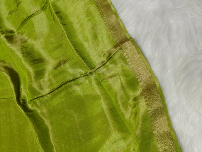 Pure Viscose Soft Tishu Silk Saree Pista Color VTS014