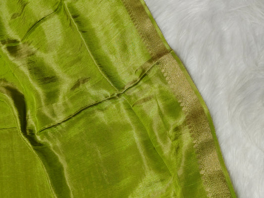 Pure Viscose Soft Tishu Silk Saree Pista Color VTS014