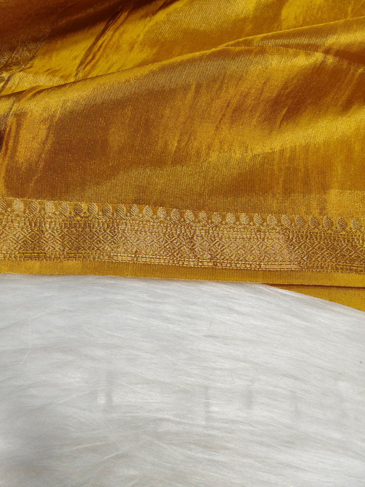 Pure Viscose Soft Tishu Silk Saree Mustard Yellow Color VTS016
