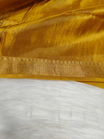 Pure Viscose Soft Tishu Silk Saree Mustard Yellow Color VTS016