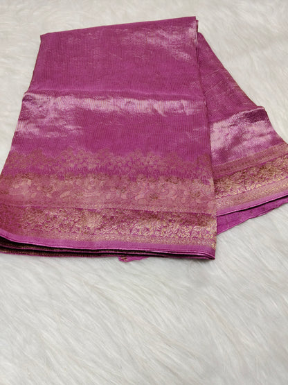 Pure Viscose Soft Tishu Silk Saree  Lavendar Shade VTS018