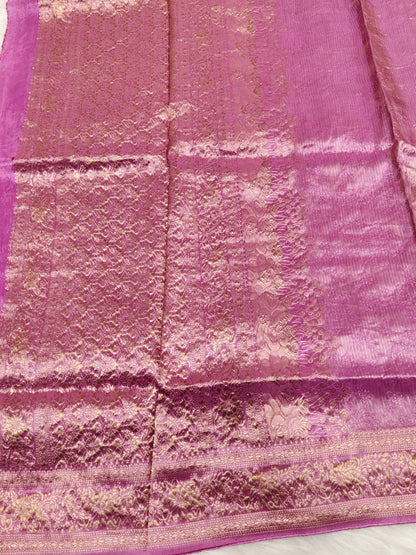 Pure Viscose Soft Tishu Silk Saree  Lavendar Shade VTS018