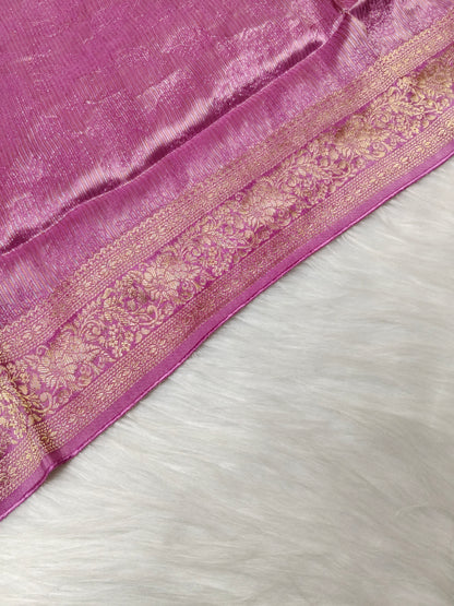 Pure Viscose Soft Tishu Silk Saree  Lavendar Shade VTS018