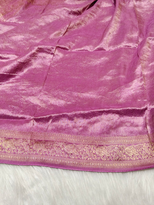 Pure Viscose Soft Tishu Silk Saree  Lavendar Shade VTS018