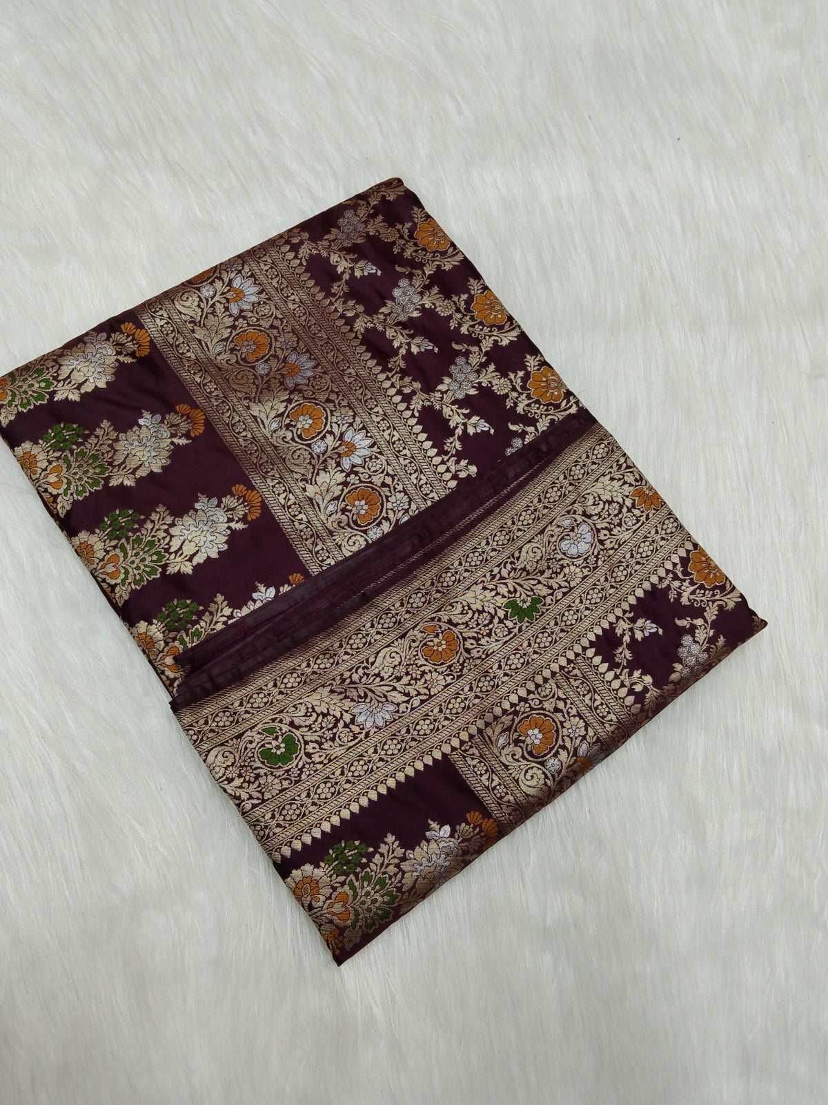 Mashru Satin Silk Saree Garnet Shade Multi Mina MSS002