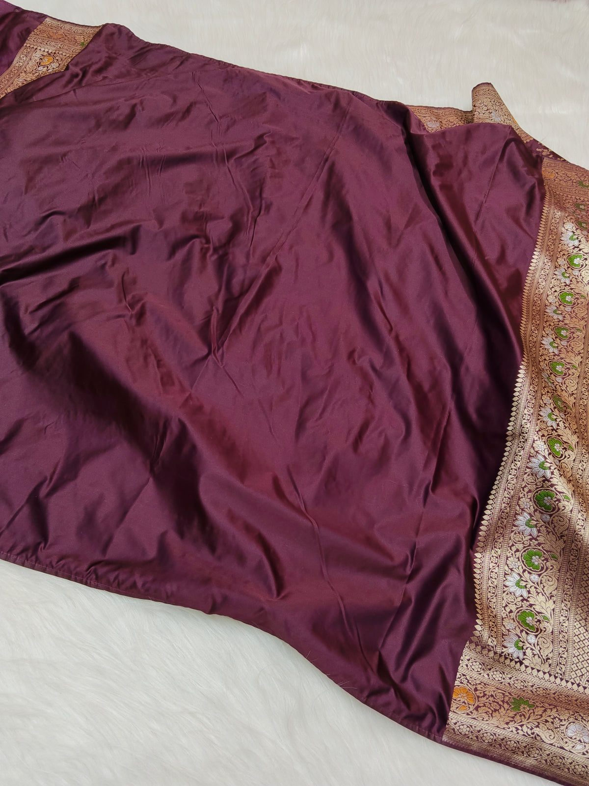 Mashru Satin Silk Saree Garnet Shade Multi Mina MSS002