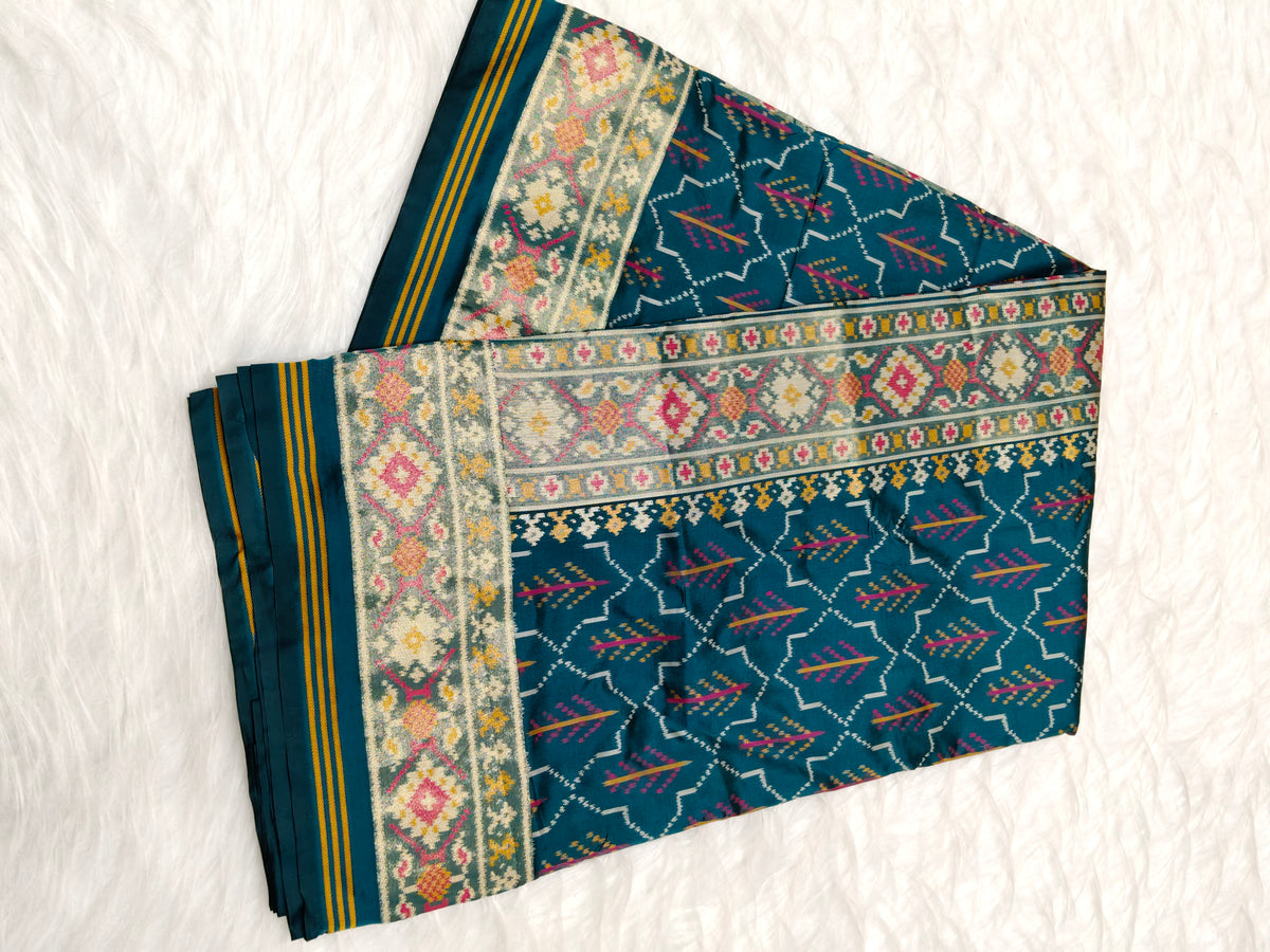 Rudraksh Patola saree Teal Blue Shade with Multi Color Mina RPS004