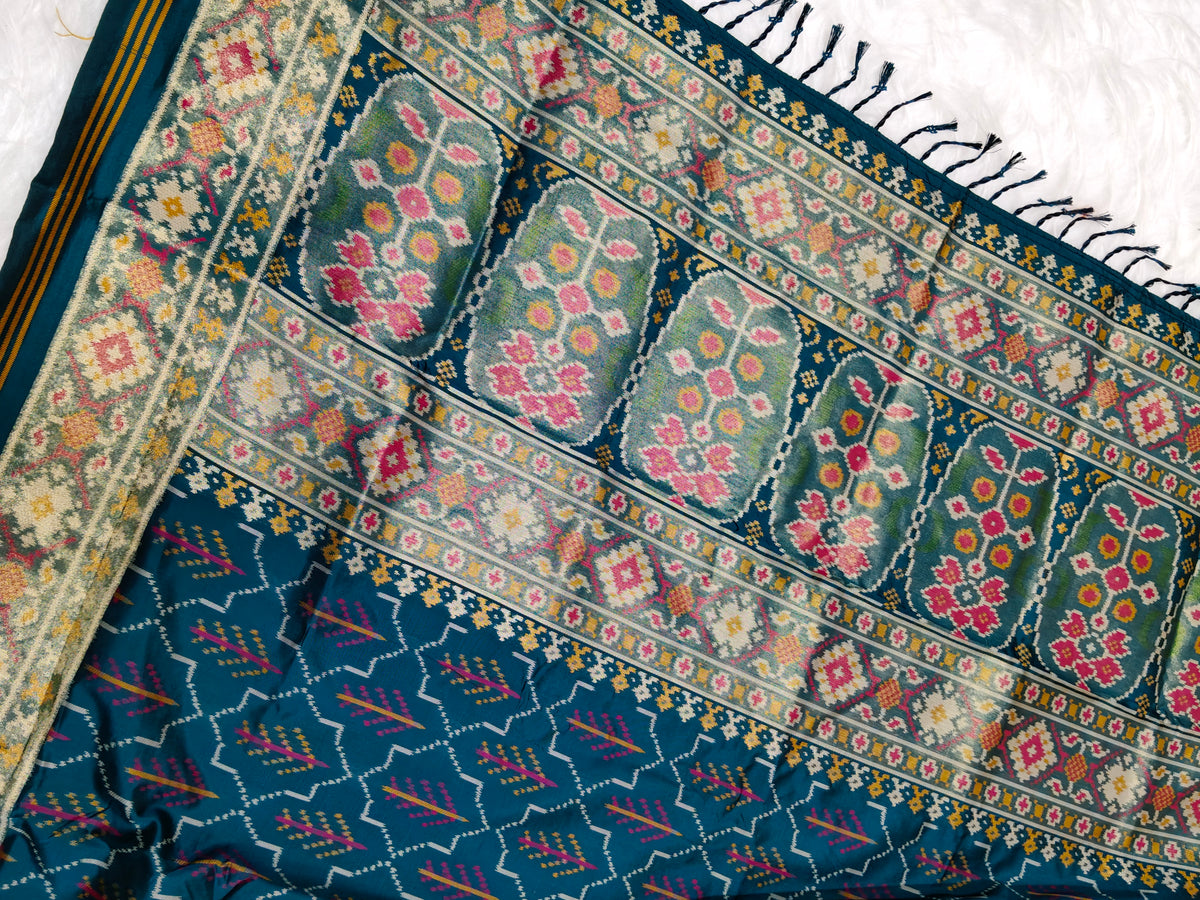 Rudraksh Patola saree Teal Blue Shade with Multi Color Mina RPS004